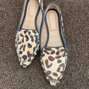 Leopard Print Calf Hair Loafers - Size 6.5